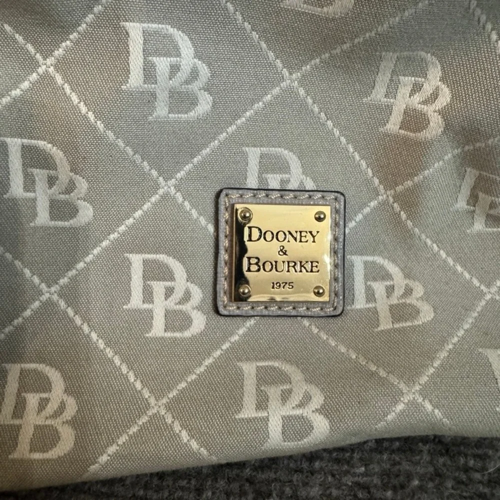Dooney & Bourke Gretta Monogram Satchel Grey White Coated Canvas Handbag